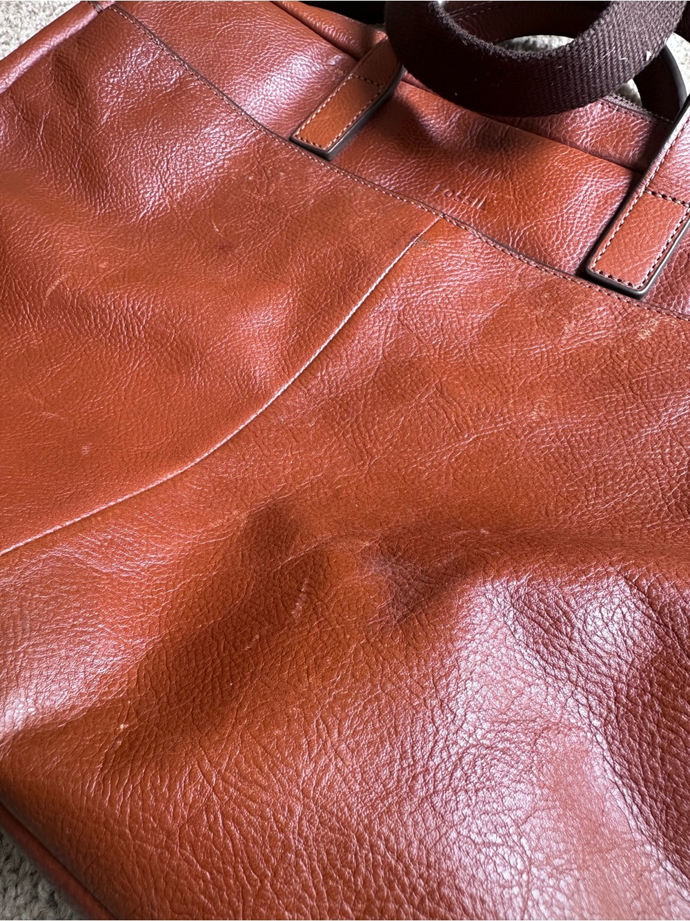 Fossil Men's Leather Laptop Bag in Chestnut Brown - Picture 3 of 6